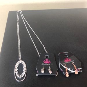 Paparazzi necklace and 2 sets of earrings
